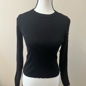 Zara Black Ribbed Crew Neck Sweater